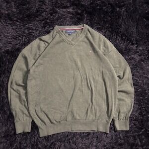 Tommy Hilfiger Mens V-Neck Sweatshirt - XL, Green